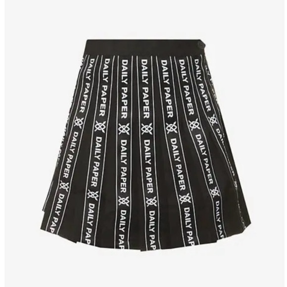 DAILY PAPER Étape Pleated High-Waist Woven Mini Skirt Sz M - Picture 6 of 9